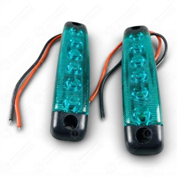 Габаритний вогонь LED зелений 2шт. 24В, IP67, 6 діодів з лінзою та кріпленням (AG28413) 21736_28413 фото