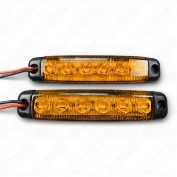Габаритний вогонь LED жовтий 2шт. 24В, IP67, 6 діодів з лінзою та кріпленням (AG28416) 21738_28416 фото