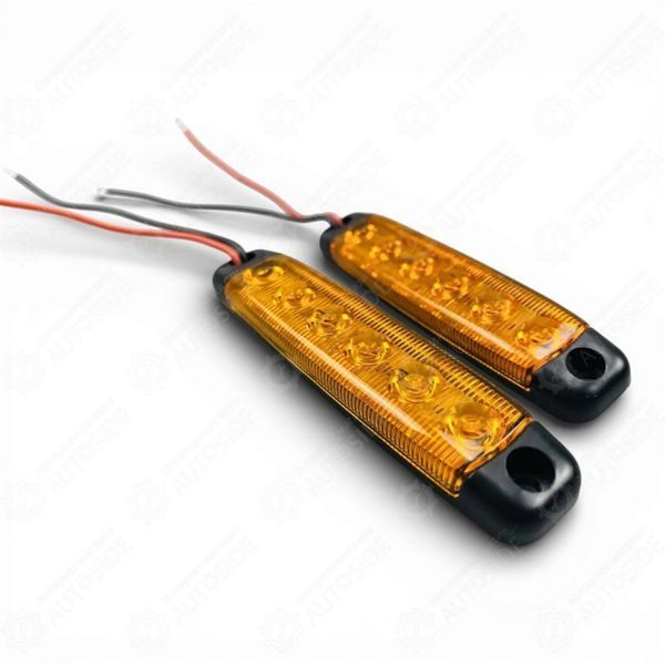 Габаритний вогонь LED жовтий 2шт. 24В, IP67, 6 діодів з лінзою та кріпленням (AG28416) 21738_28416 фото