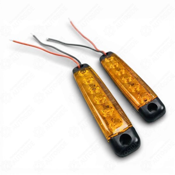 Габаритний вогонь LED жовтий 2шт. 24В, IP67, 6 діодів з лінзою та кріпленням (AG28416) 21738_28416 фото